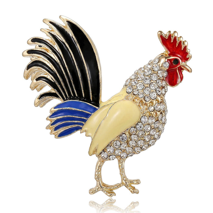Alloy Enamel Rooster Brooch Pin For Cardigans Sweaters And Shawls