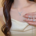 Light Luxury Copper Zircon Teardrop Pendant Necklace, Minimalist Elegant Collarbone Chain view 2