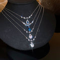 Light Luxury Copper Zircon Teardrop Pendant Necklace, Minimalist Elegant Collarbone Chain view 1