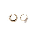 Faux Pearl Zircon Faceted Round Clip-on Earrings Minimalist Geometric No-Piercing Ear Cuffs for Women view 5