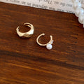 Faux Pearl Zircon Faceted Round Clip-on Earrings Minimalist Geometric No-Piercing Ear Cuffs for Women view 4
