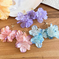 Summer Crystal Fabric Flower Stud Earrings With Silver Pins Vacation Style Jewelry view 4