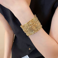 Gold Plated Copper Multi Layer Wrap Geometric Round Bangle For Women Statement Fashion Jewelry view 3