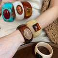 2026 New Acrylic Square Gradient Bangle Bohemian Fashion Niche Design Women's Bracelet view 3