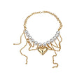 Sweet Cool Heart Faux Pearl Bead Choker Necklace For Women Statement Clavicle Jewelry view 5