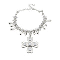 Old Money Style Resin Cross Pearl Necklace, Geometric Light Luxury Clavicle Chain view 5