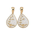 New Chinese Style Water Drop Iron Stud Earrings With Oil Drip Floral Print view 5