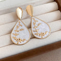 New Chinese Style Water Drop Iron Stud Earrings With Oil Drip Floral Print view 4