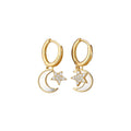 Zircon Shell Star Moon Ear Cuff Earrings, Playful Light Luxury Fashion Jewelry view 5