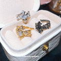Light Luxury Copper Zircon Cross Iris Flower Clip-on Earrings for Women Geometric No Piercing Ear Cuffs view 4