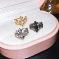 Light Luxury Copper Zircon Cross Iris Flower Clip-on Earrings for Women Geometric No Piercing Ear Cuffs view 2