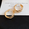 Minimalist Copper Smooth Round Geometric Wrap Cross Ear Cuff Earrings For Women view 3