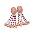 Vintage Oval Portrait Faux Pearl Tassel Drop Earrings Retro Geometric Stud Style view 5