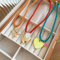 Summer Metal Enamel Flower Heart Cord Necklace Old Money Vacation Sun Geometric Collarbone Chain view 4