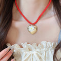 Summer Metal Enamel Flower Heart Cord Necklace Old Money Vacation Sun Geometric Collarbone Chain view 3
