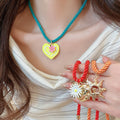 Summer Metal Enamel Flower Heart Cord Necklace Old Money Vacation Sun Geometric Collarbone Chain view 1