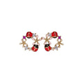 18K Gold Plated Copper Zircon Flower Ladybug Stud Earrings Sweet Forest Style Jewelry view 5