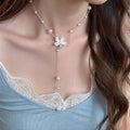 Korean Fairy Style Faux Pearl Babys Breath Flower Pendant Necklace Pastoral Light Luxury Collarbone Chain view 4