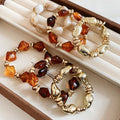European American Irregular Oval Acrylic Beaded Bangle For Women Statement Geometric Bracelet view 4