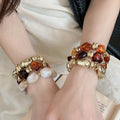 European American Irregular Oval Acrylic Beaded Bangle For Women Statement Geometric Bracelet view 1