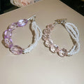 Asymmetric Acrylic Faux Pearl Multi Layer Beaded Bracelet With Sweet Fashion OL Geometric Round Design view 3