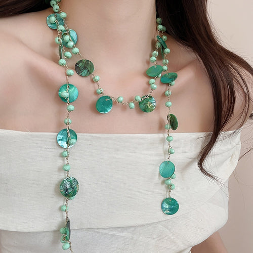 Old Money Bohemian Shell Tassel Collarbone Necklace With Beach Animal Zodiac Charm