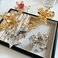 European Style Enamel Double Layer Flower Hollow Open Bracelet Ring Jewelry Set In Metal view 3