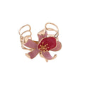 European Style Enamel Double Layer Flower Hollow Open Bracelet Ring Jewelry Set In Metal view 5