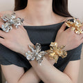 European Style Enamel Double Layer Flower Hollow Open Bracelet Ring Jewelry Set In Metal view 4