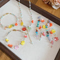 Glass Crystal Bead Resin Flower Bracelet Necklace Earring Jewelry Set Sweet Summer Floral Style view 2