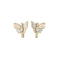 Moonlight Butterfly Copper Earrings With Zircon Cat Eye Stone And Enamel Wings Sweet Fairy Style view 5