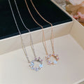 Sparkling Zircon Flower Mother Of Pearl Butterfly Copper Choker Necklace For Women view 2