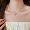 Sparkling Zircon Flower Mother Of Pearl Butterfly Copper Choker Necklace For Women view 3