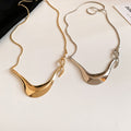 Irregular Geometric Alloy Pendant Necklace, Minimalist Old Money Style Metal Clavicle Chain For Women view 2