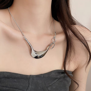 Irregular Geometric Alloy Pendant Necklace, Minimalist Old Money Style Metal Clavicle Chain For Women