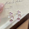 Alloy Rhinestone Enamel Flower Stud Earrings Sweet Fairy Style Floral Ear Jewelry view 2