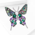 Alloy Abalone Shell Butterfly Brooch Pin For Elegant Apparel Decoration – White Gold Purple view 3