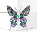 Alloy Abalone Shell Butterfly Brooch Pin For Elegant Apparel Decoration – White Gold Purple view 2