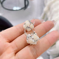 Floral Rhinestone Faux Pearl Ear Cuff Earrings For Women Light Luxury Cute Style view 4