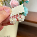 Floral Rhinestone Faux Pearl Ear Cuff Earrings For Women Light Luxury Cute Style view 2