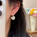 Floral Rhinestone Faux Pearl Ear Cuff Earrings For Women Light Luxury Cute Style view 3