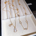18K Gold Plated Copper Zircon Gourd Pendant Necklace Vintage Light Luxury Collarbone Choker view 2