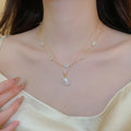 18K Gold Plated Copper Zircon Gourd Pendant Necklace Vintage Light Luxury Collarbone Choker view 3