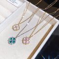 Copper Zircon Clover Flower Pendant Necklace Elegant Light Luxury Collarbone Choker for Women view 3