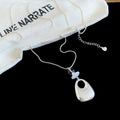 Old Money Style Alloy Oval Geometric Smooth Crystal Pendant Necklace With Korean Fashion Design view 2