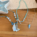 Shell Conch Starfish Beaded Necklace With Goldfish Charm, Old Money Summer Beach Collarbone Style view 4