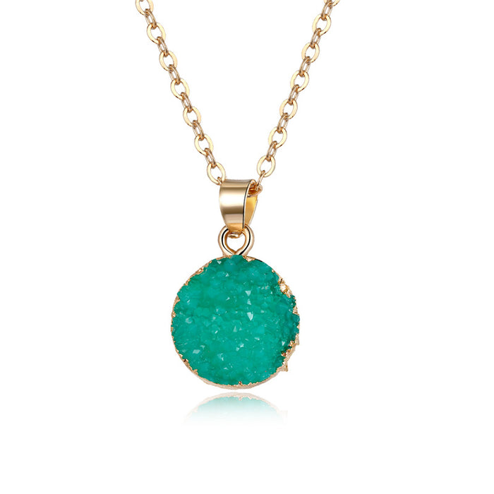 Gold Tone Round Crystal Cluster Pendant Necklaces in Six Color Options