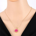 Gold Tone Round Crystal Cluster Pendant Necklaces in Six Color Options view 4