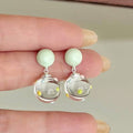Korean Fresh Round Resin Stud Earrings With Silver Posts Geometric Minimalist Women's Jewelry view 1