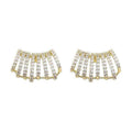 14K Gold Plated Copper Zircon Multi Layer C Shaped Stud Earrings With Silver Posts view 5